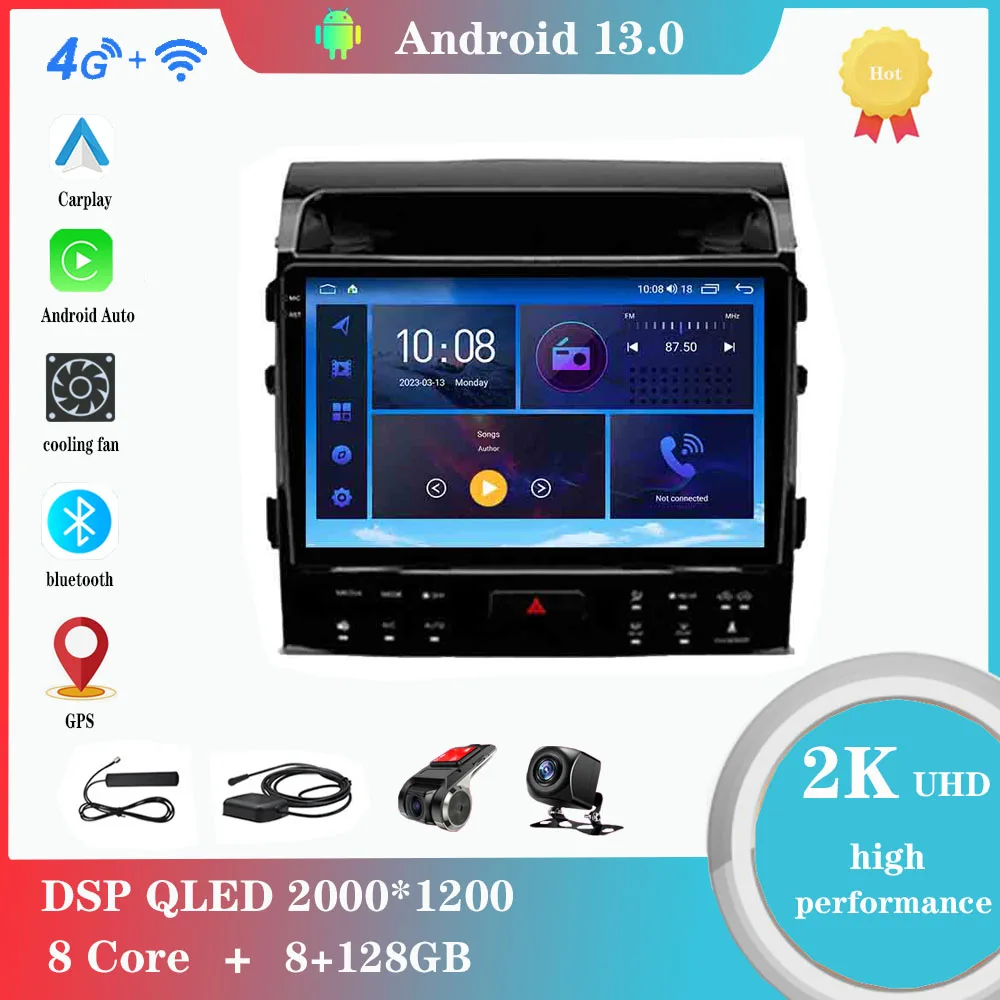 

Android 12.0 For Toyota Land Cruiser 11 200 2007 - 2015 Multimedia Player Auto Radio GPS Carplay 4G WiFi Bluetooth DSP
