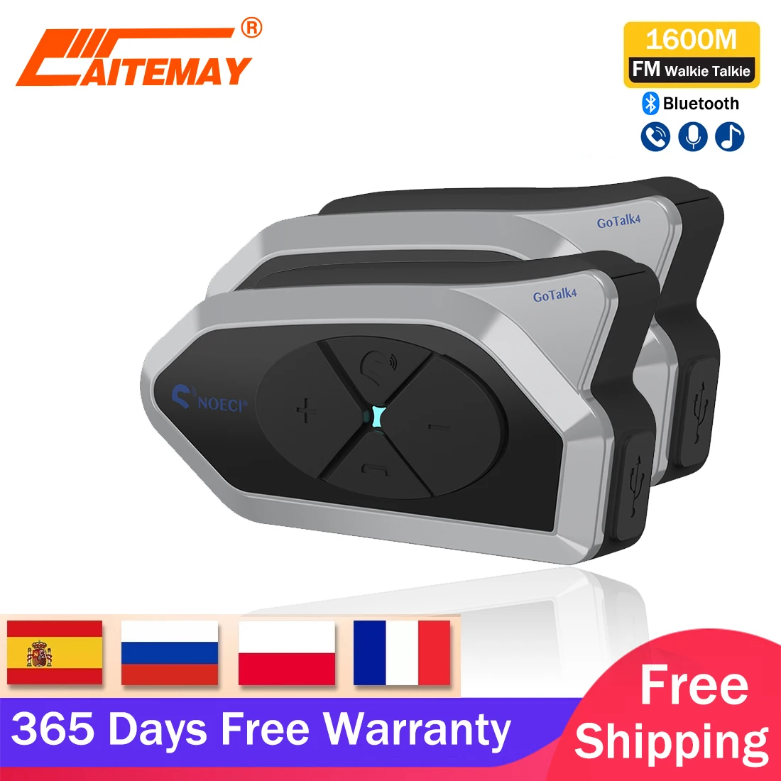 

Гарнитура для мотоциклетного шлема NeoCi, Bluetooth 5,1, 2 комплекта