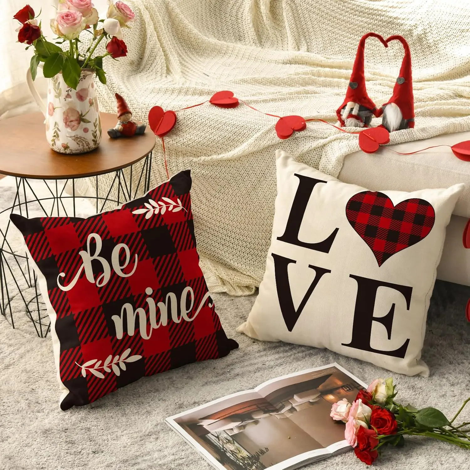 Декоративная наволочка в клетку буйвола на День святого Валентина чехол для