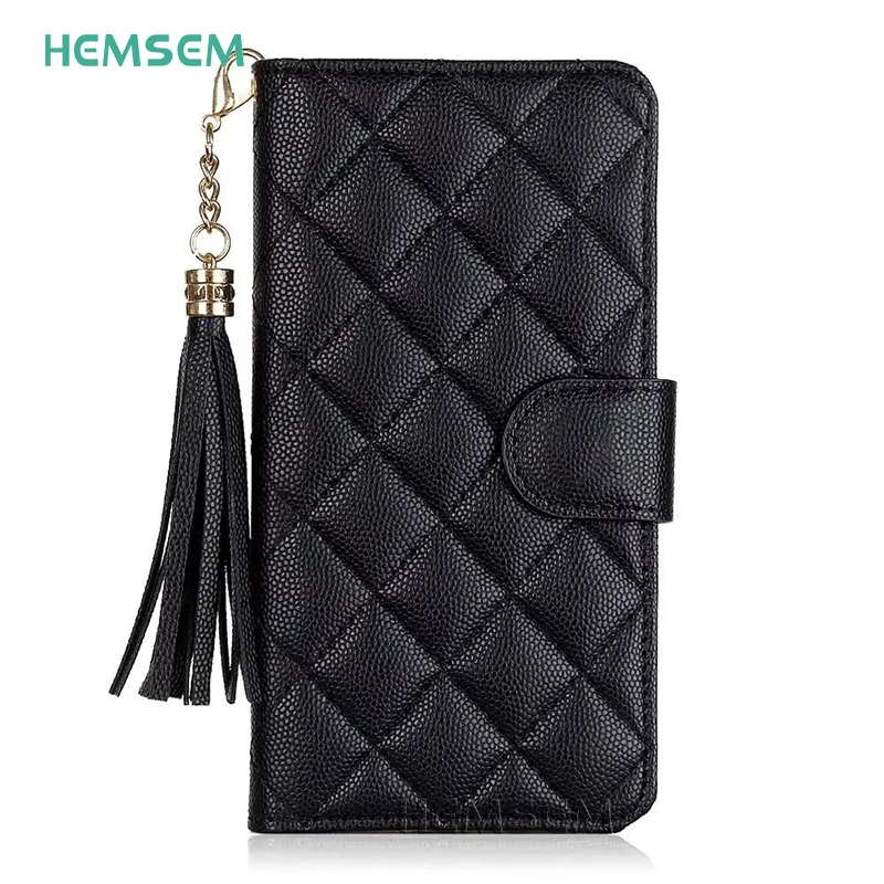 

Lambskin Tassel Pendant PU Leather Flip Case For iPhone 13 14 12 11 Pro 7 8 Plus Xr Xs Max SE2 SE3 Wallet Card Slot Phone Cover