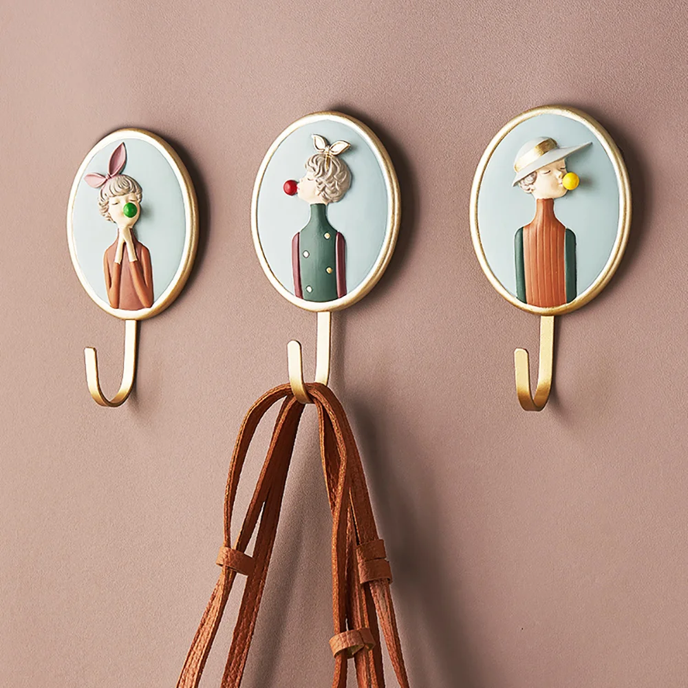 

Креативный настенный крючок, выдувающий пузыри, девочка, модель из смолы, крючок для ключей, настенное украшение, настенные крючки, скандина...