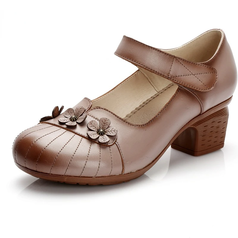 

Сандалии женские из натуральной кожи, босоножки на мягкой плоской подошве, цветочные туфли ручной работы в ретро стиле, подарок для матери, ...