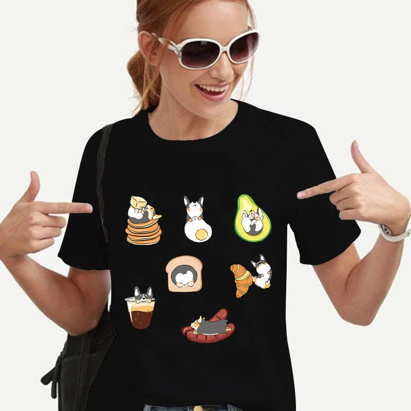 Купи New Women Graphic Dogs Funny Cartoon T-shirts Clothing Cute Summer 90s Lady Girls Clothes Tops Tees Print Female Tshirt T-Shirt за 299 рублей в магазине AliExpress