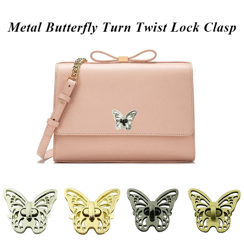 

Butterfly Shape DIY Twist Lock Hardware Turn Lock 1PC Women Handbag Bag Accessories for Leather Craft Durable Buckle Bag Clasp