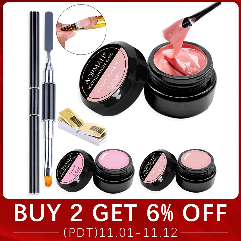 

AOPMALL LED/UV Hard Gels Builder Extenison Nail Gel With Extension Paper Nail Art Manicure Set For DIY Salon Home