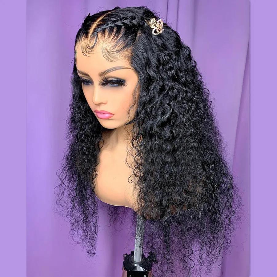 26Inch 180%Density Long Kinky Curly Free Part Glueless Lace Front Wig For Black Women With Baby Hair Heat Resistant Daily Wigs