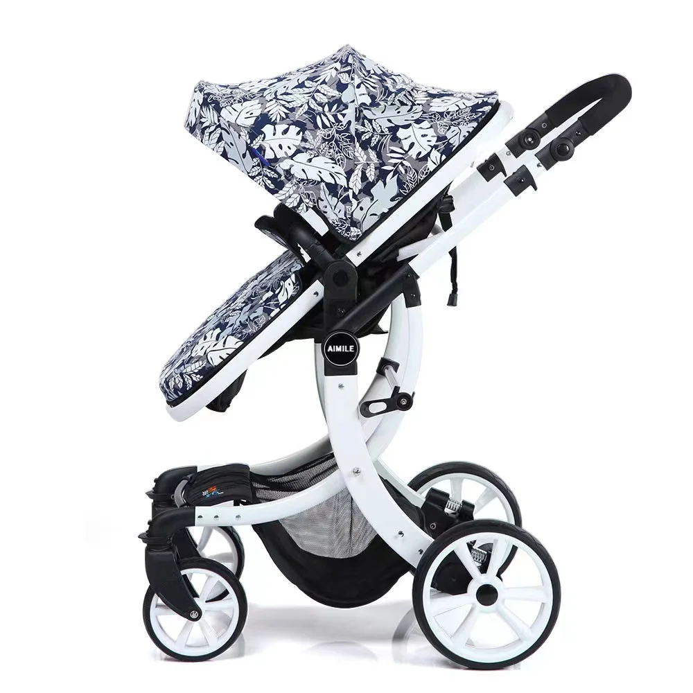 New Luxury Multifunctional Baby Stroller Portable High Landscape Stroller Folding Carriage Red Gold Newborn Baby trolley car images - 6