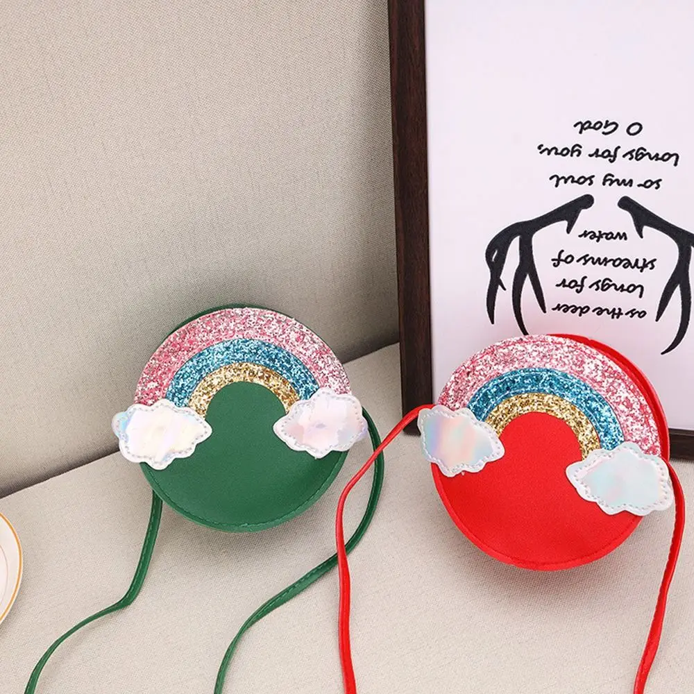 

Children's Bag Baby Girls' Rainbow Coin Purse Round Crossbody Bags Cute Princess Small Handbag Girl Gift