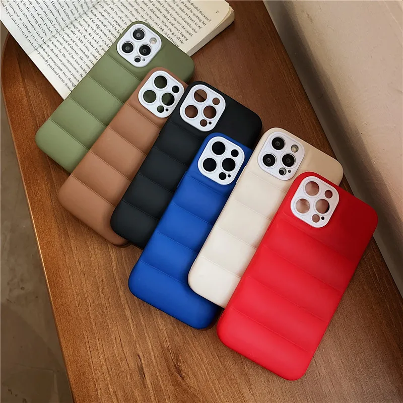 

Luxury Jacket Silicone Case for iPhone 13 Pro Max 12 11 Pro Max X XS XR 7 8 Plus SE 2020 Air Down Puffer Soft Silicone Cover