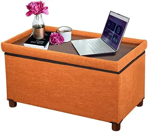 

Inches Storage Ottoman Bench, Storage Bench with Wooden Legs for Living Room Ottoman Foot Rest Removeable Lid for Bedroom End of
