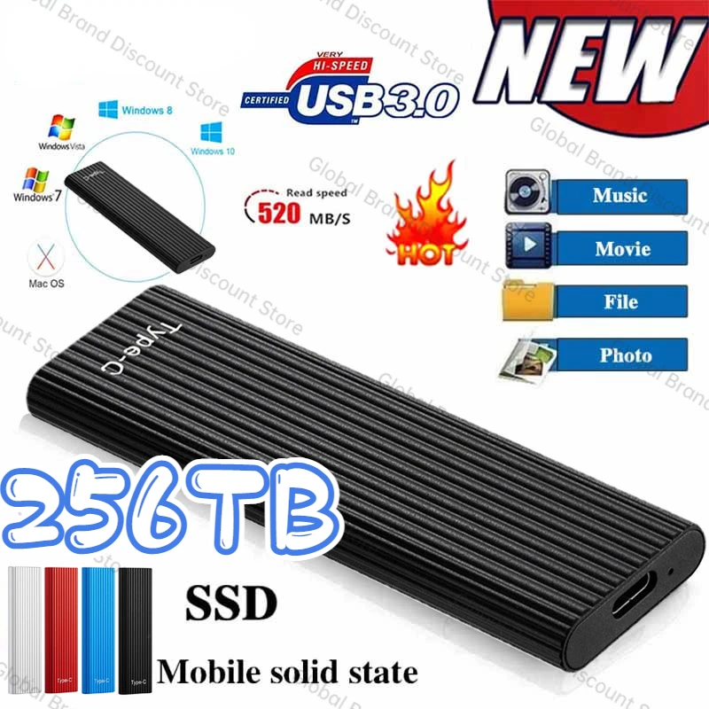 

Portable SSD 2TB 8TB 16TB Solid State Drive Externo Hard Disks USB3.1 64TB External Mobile Storage Decives for Computer Notebook
