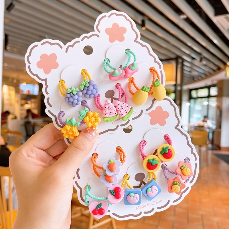 

10 Pcs Baby Girls Elastic Hair Ties Candy Color Whale Fruit Hairbands For Kids Baby Headwear Hair Accessories Free Shipping