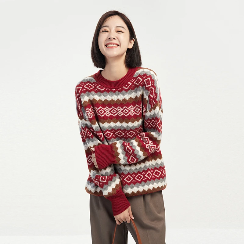 

Winter Christmas Sweaters Women LOOSE Wool Sweet Fashion Tops 2022 Women Autumn/Winter Regular Yarn Pullover