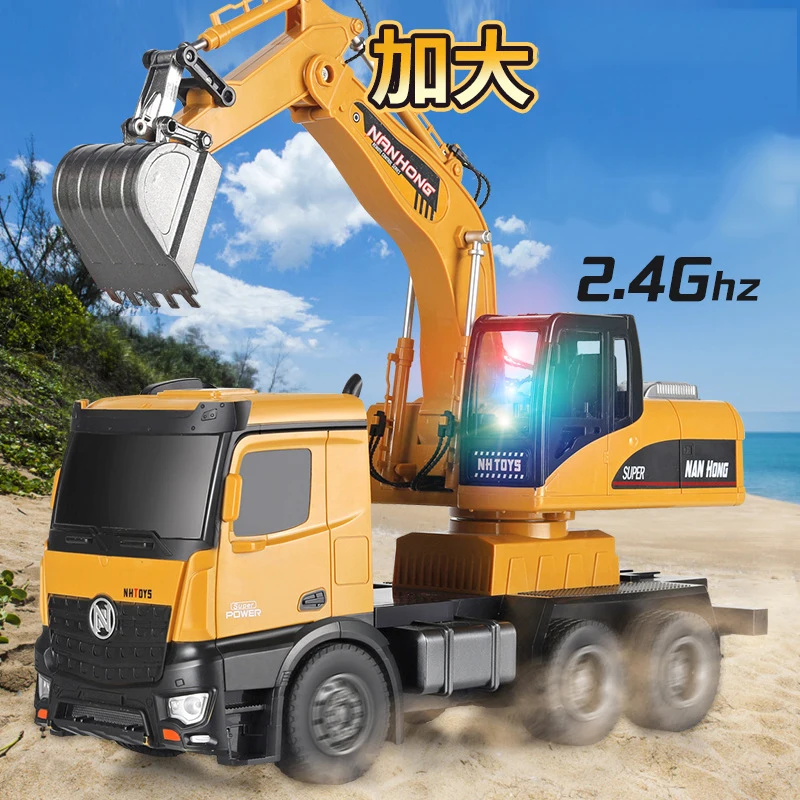 

2.4G High Tech 11 Channels RC Excavator Dump Trucks Bulldozer Alloy Plastic Engineering Vehicle Electronic Toys For Boy Gifts