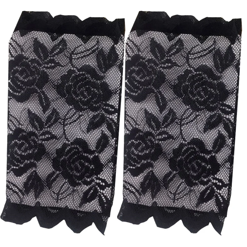 

Fingerless Womens Fingerless Floral for Wedding Opera Tea Party ( Black ) Women's gloves