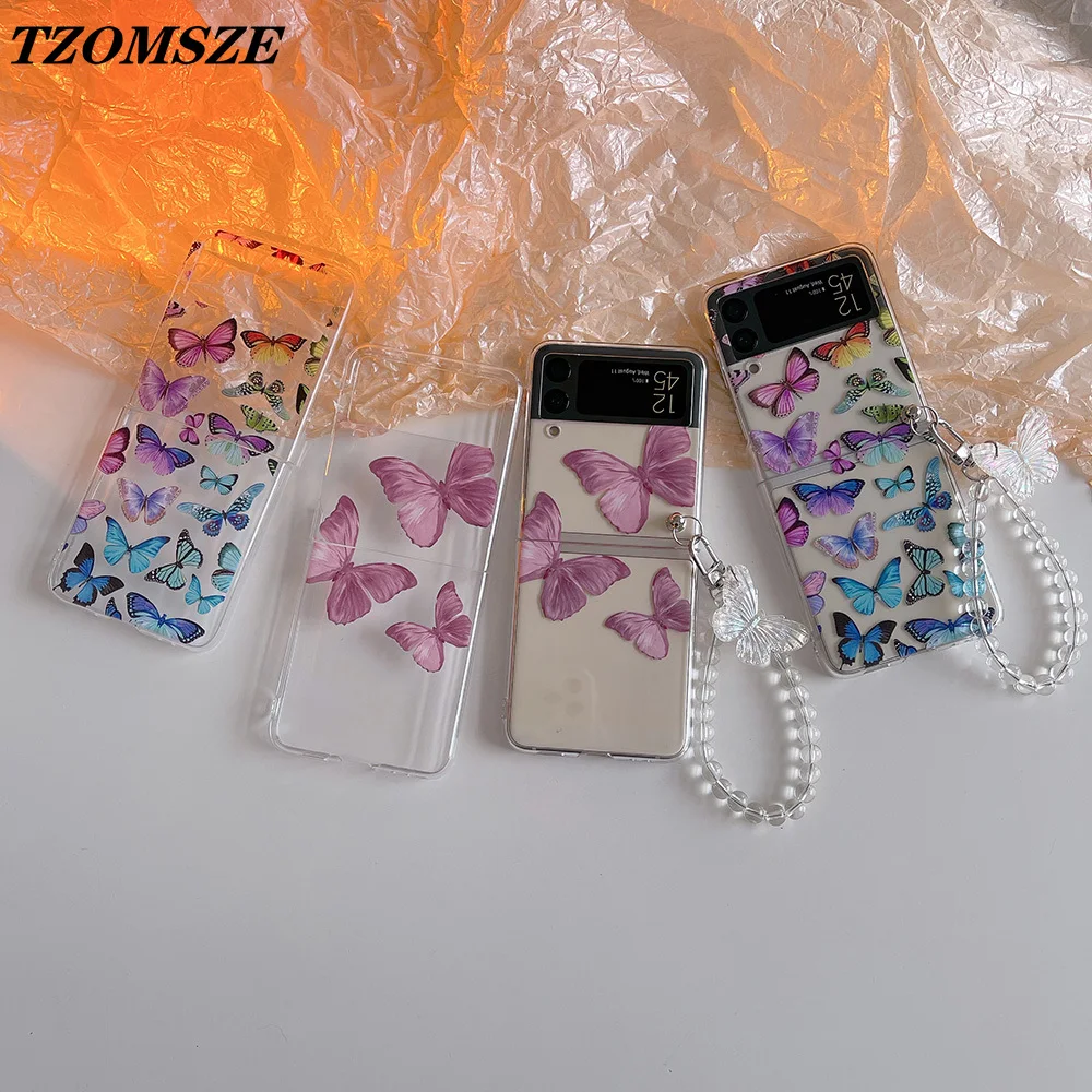 

Cute Painted Transparent Phone Cases for Samsung Z Flip 3 5G Shockproof Protect Ultra Thin Back Cover for Galaxy ZFlip3 Shell