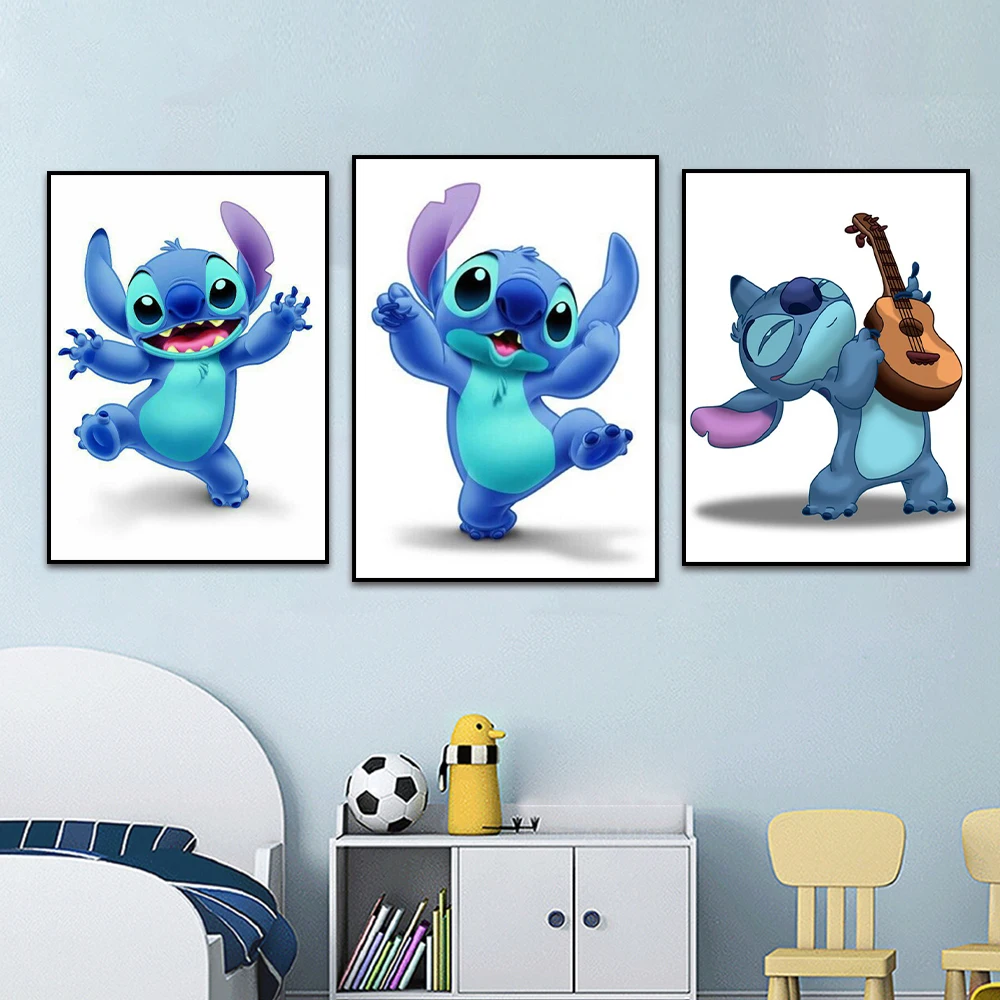 Картина на холсте «Лило и Ститч» Disney, Милый Постер из аниме в скандинавском стиле, настенная живопись для детской комнаты