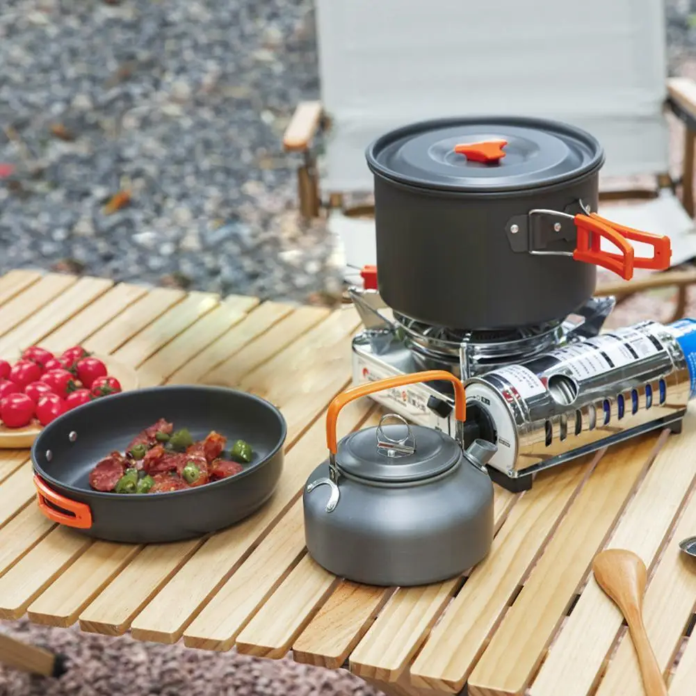 

Portable Non-stick Aluminum Alloy Camping Cookware Frying Person Pot 2-3 Teapot Kettle Pan Pot Outdoor Tableware Picnic Coo P8W7