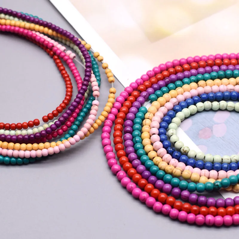 3 мм 4 яркие гладкие круглые каменные бусины из натурального бирюзового камня