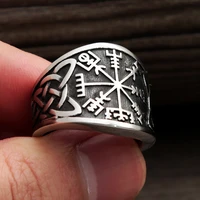 punk nordic vintage compass ring celtic knot mens viking amulet ring stainless steel fashion biker jewelry gifts dropshipping