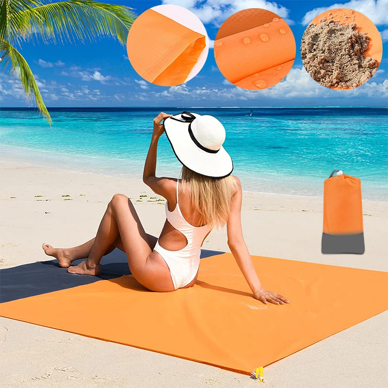 Очень большой коврик для пляжа и пикника водонепроницаемый складной карманный