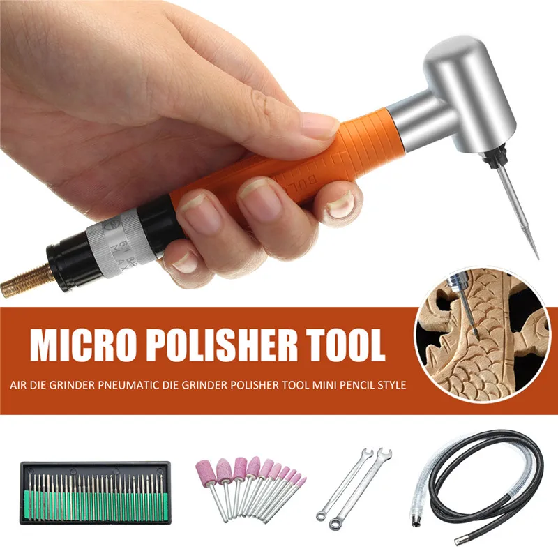 

1Set High-Speed 3mm Mini Engraving Pneumatic Polishing Rotary Kit Pencil Polisher Tool 90 Degree Air Micro Die Angle Grinder