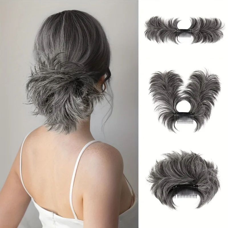 

Aosiwg гребень для волос в пучок, заколка для волос в пучок, шиньон для женщин, Короткие натуральные прямые светлые искусственные волосы