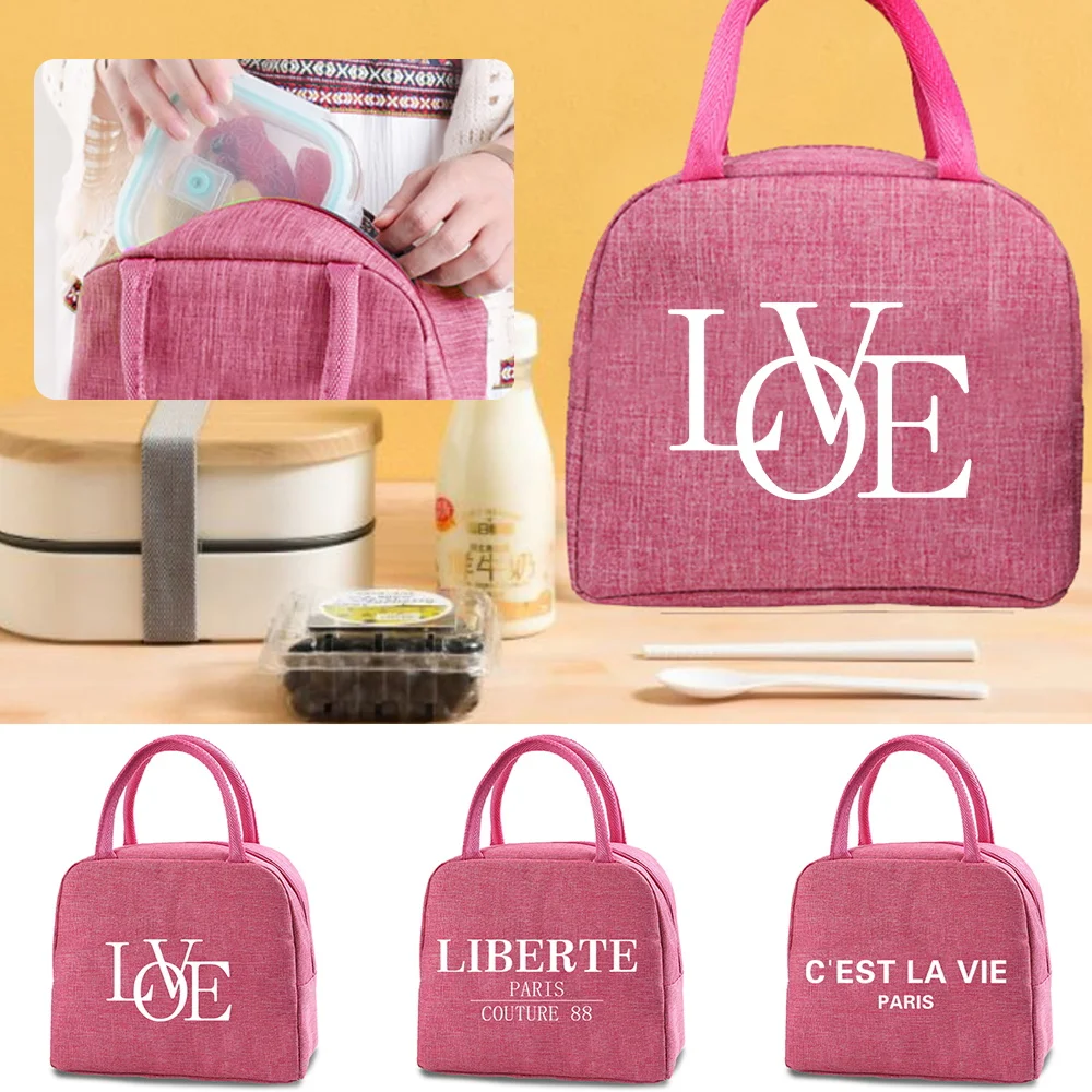 

Lunch Bag Cooler Tote Portable Insulated Box Text Print Thermal Cold Food Container School Picnic Men Women Kids Travel Lunchbox