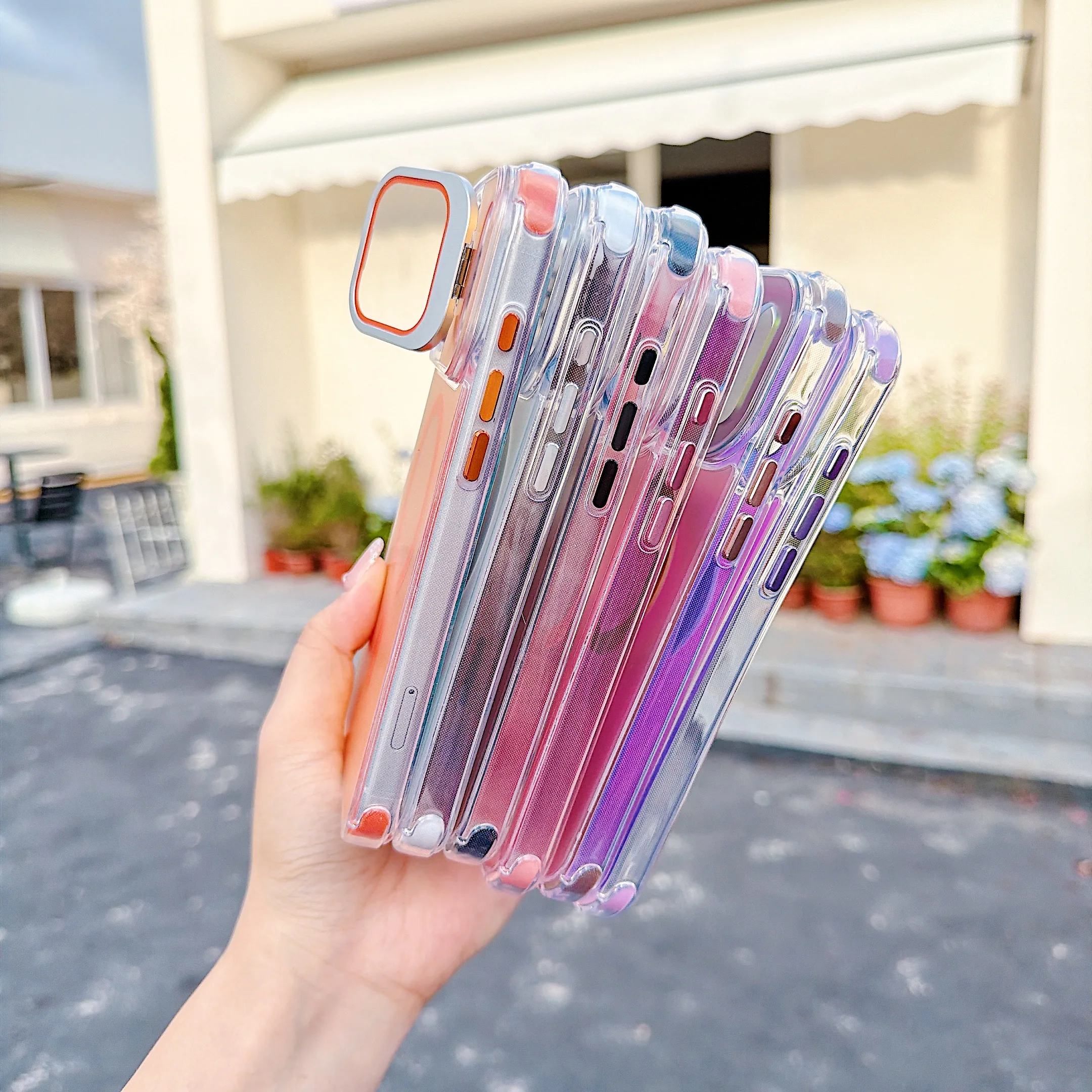 Магнитный чехол-накладка Chameleon Colorful Stand Glass Lens Cover для iPhone 17 16 15 14 13 12 11 Pro Max с защитой от падений, совместимый с MagSafe (art.: 3920dbbfb5dcf) - 3920dbbfb5dcf