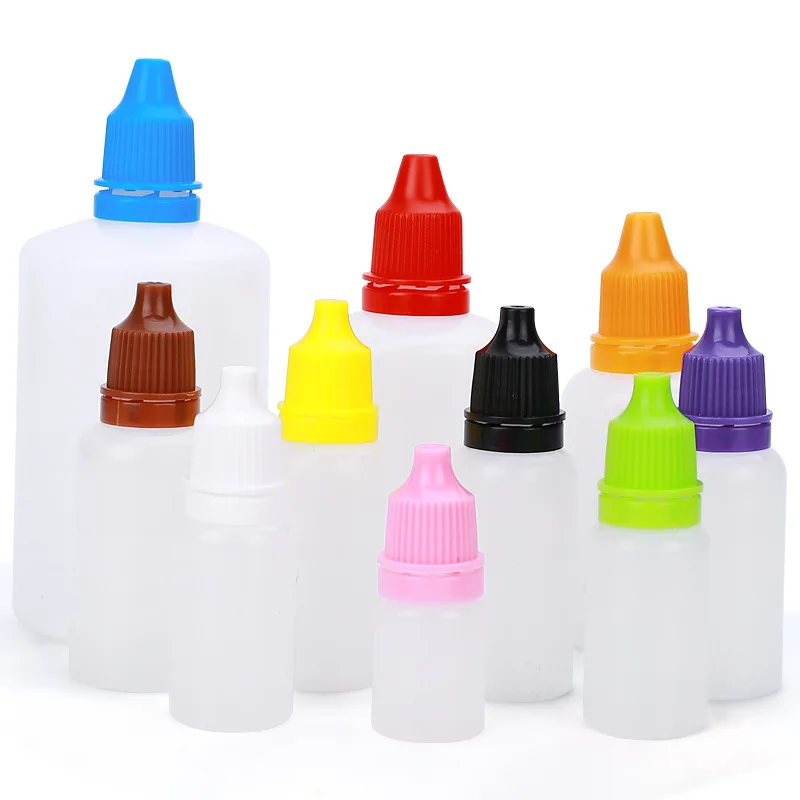 

20Pcs 3/5/10/15/20/30/50/100ml Wholesale Empty Plastic Squeezable Dropper Bottle E Liquid Sample Eye Drop Refillable Colour Lid