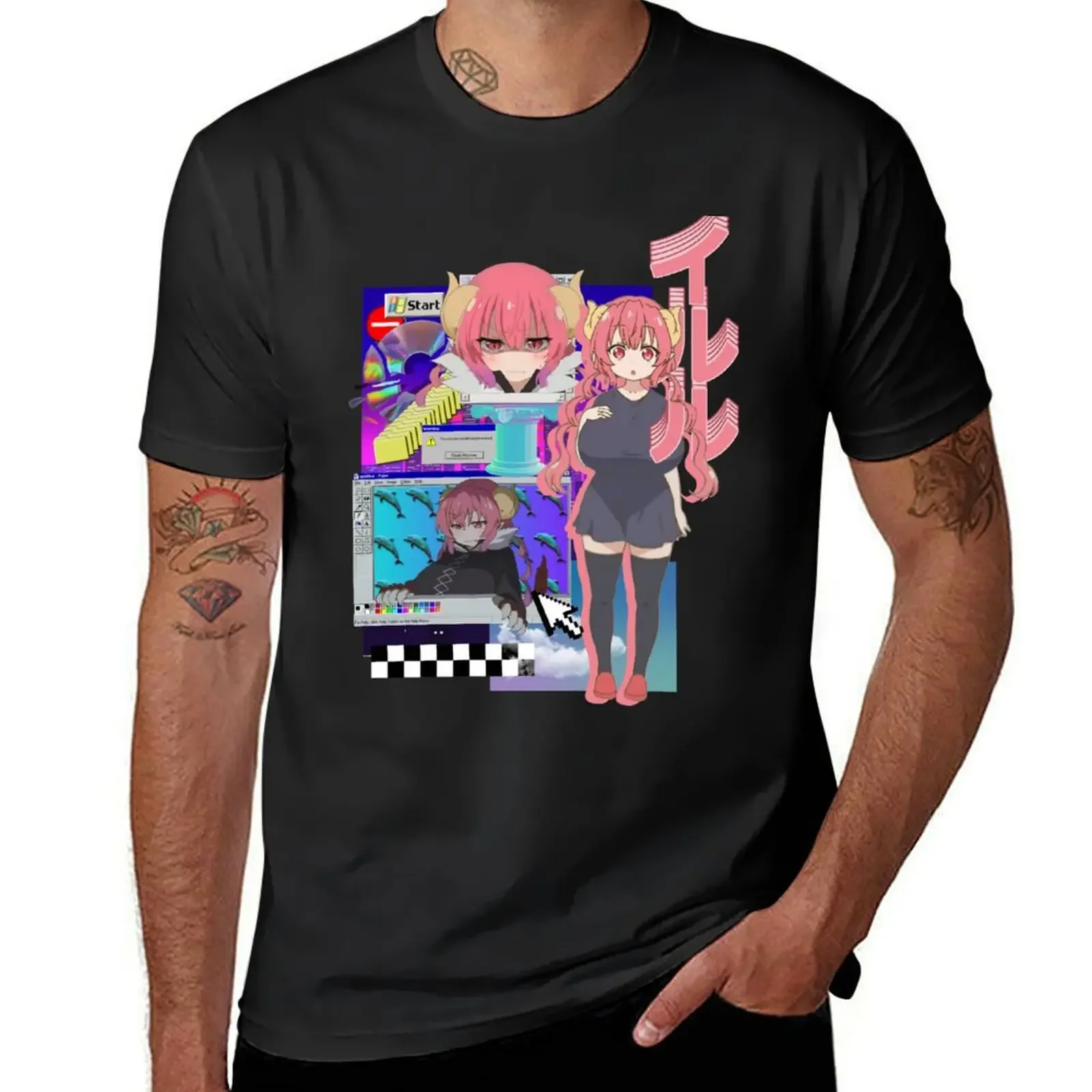 Ilulu Vaporwave Dragon Maid T-Shirt cheap stuff tops blanks t shirt men 100℅ cotton