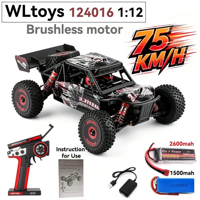 Фото WLtoys 124017 124007 Высокоскоростная радиоуправляемая машина 75 км/ч 2.4G RTR с бесщеточным двигателем, полноприводная, внедорожная, дрифт-модель, электрическая гоночная игрушка для детей и взрослых №4
