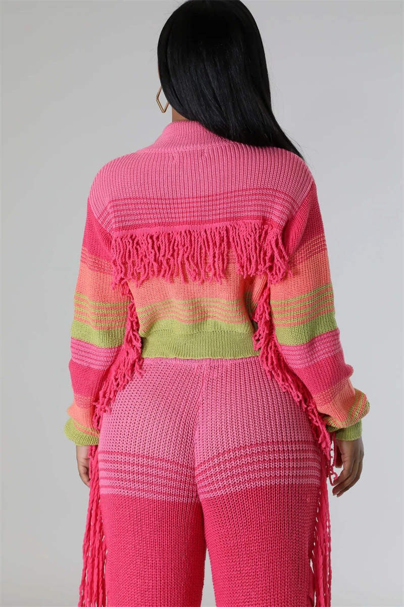Вязаные комплекты из 2 предметов с цветными блоками. Женский наряд. Осенняя