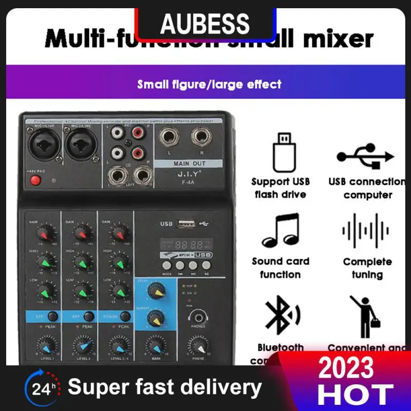 

4-channel Mixer Low-noise Mobile Phone Audio Mixer Live Recording F-4a Professional Sound Mixer Effect Processor Mixer