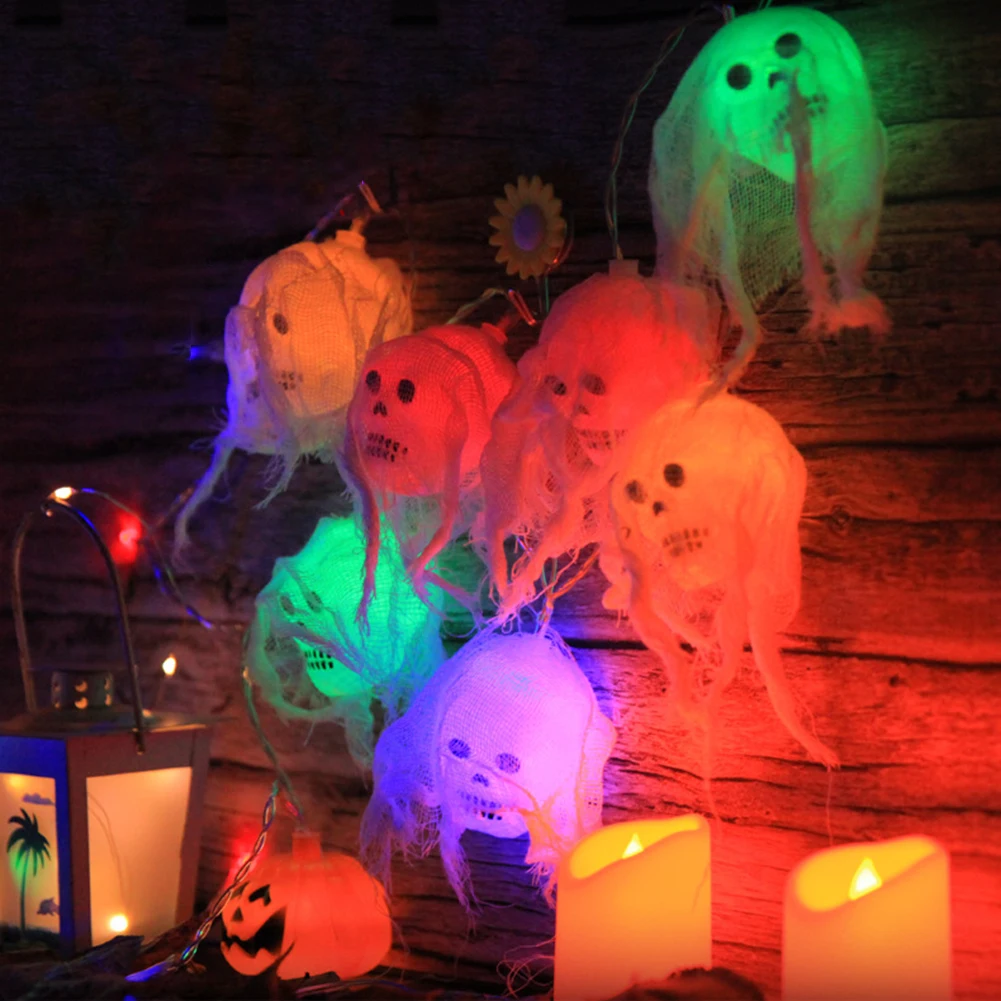 

Scary Halloween Ghost Skulls Stars Light Festive Atmosphere Ghost Skull LED Lights Lightweight for Patio Garden Gate Party Decor