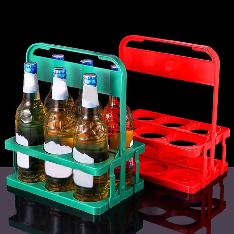 Soporte plegable para botellas de cerveza, estante portátil reutilizable para copas de vino, Bar, contenedor portador de bebidas, 4 colores, 6 paquetes