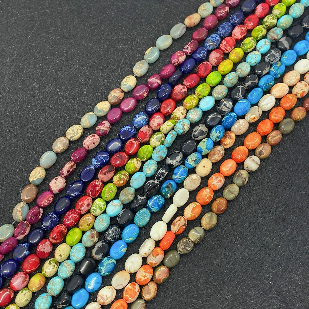 

Natural Emperor Stone Loose Beads Egg Shape Sea Sediment Stone Imperial Stone Jewelry DIY Earring Bracelets Necklace Accessories