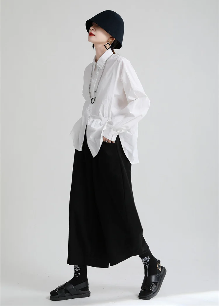 

брюки карго женские широкие штаны штаны широкие Новые осенне-зимние японские модные повседневные широкие брюки в стиле ретро с эффектом потертости, свободные облегающие высокие брюки, плотные брюки для женщин