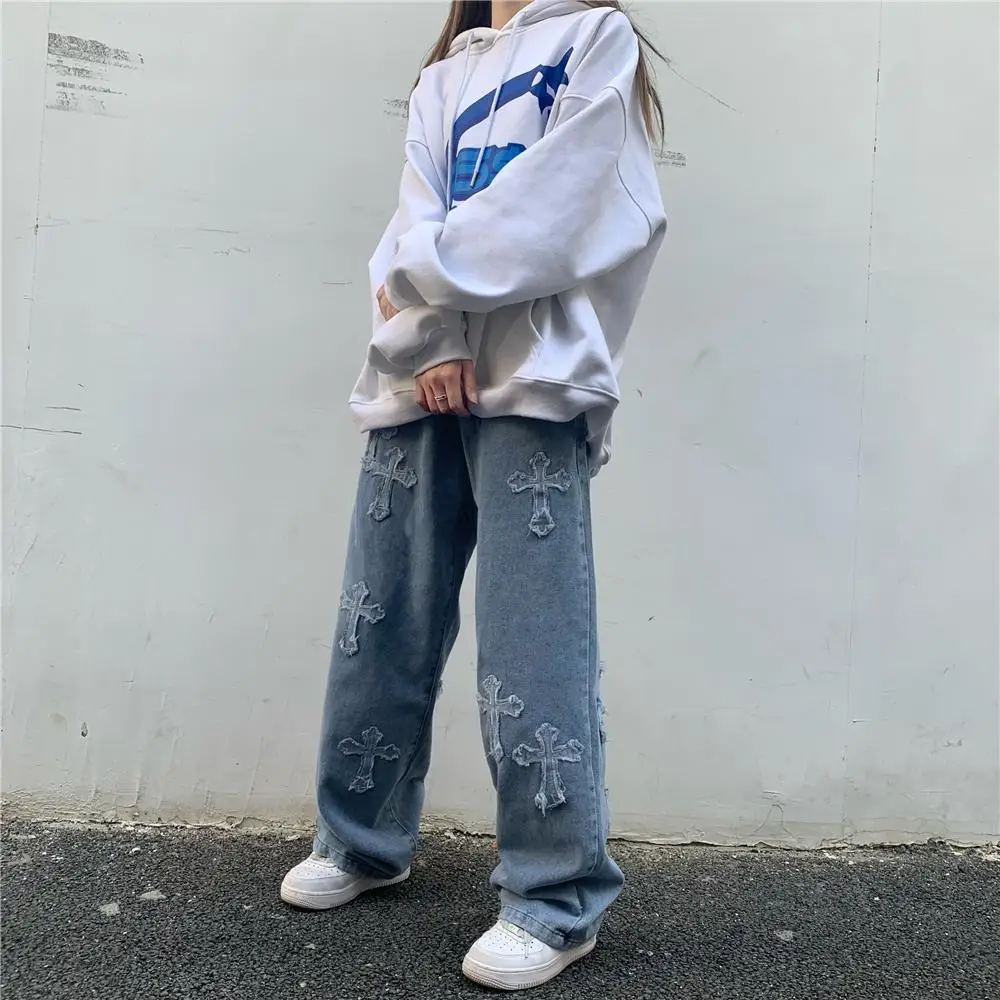 

Feynzz Women Pant Woman Jeans High Waist Denim Pants Wide Leg Denim Clothing Blue Jeans Vintage Quality Fashion Straight Pants