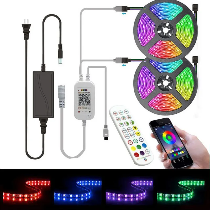 

Светодиодная лента 2020 Tuya с Wi-Fi, 12 В, гибкая декоративная RGB-лента, водонепроницаемая Bluetooth, 5 м, 10 м, 15 м, полный комплект