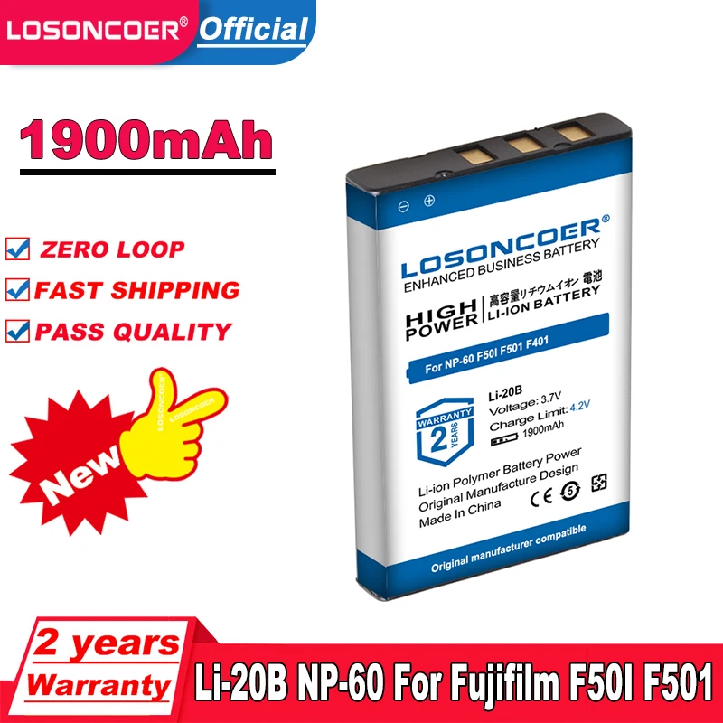 1900 мА · ч NP-60 FNP60 NP60 SLB 1137 CNP-30 K5000 D-Li2 Li-20B F50I F501 F401 ZOOM F410 F601 F601Z