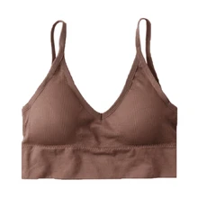 Camiseta sin mangas Sexy para mujer, Bralette sin espalda, sujetador activo con relleno sin costuras, lencería de algodón, Tops inalámbricos (2)