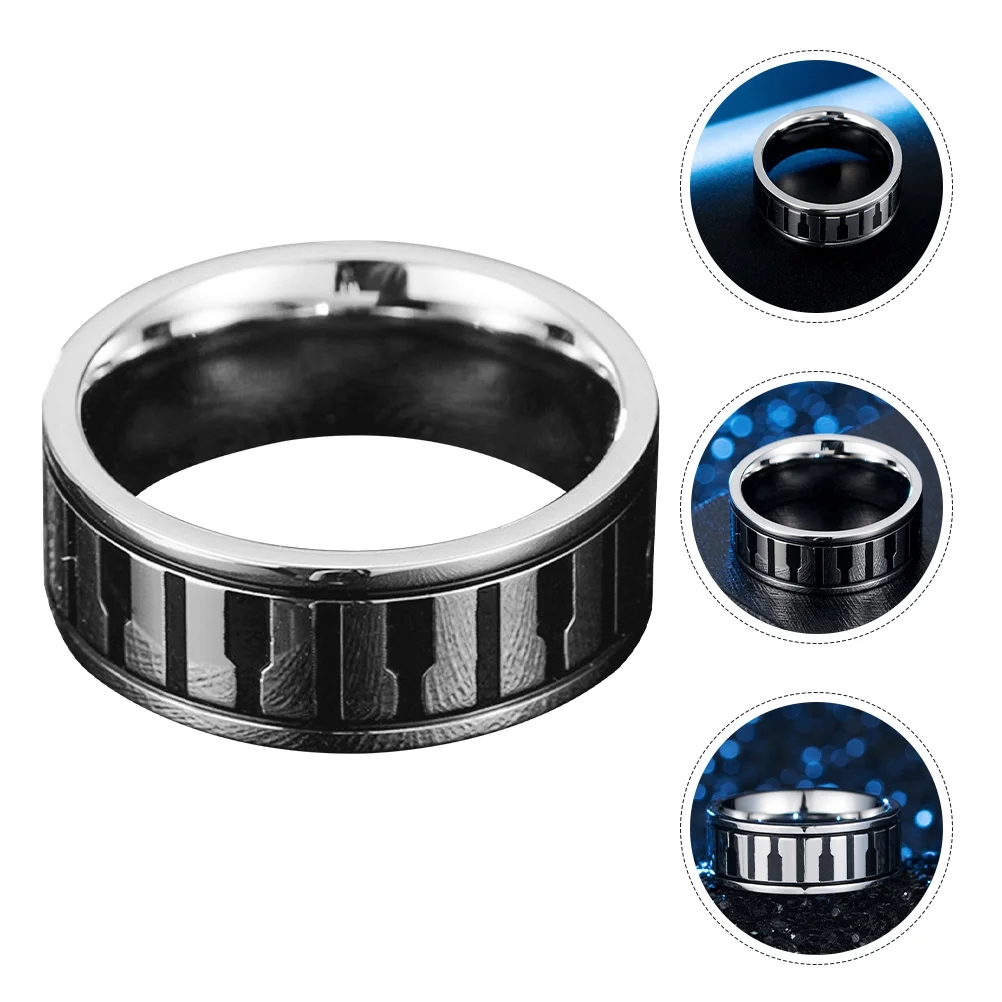 

Piano Ring Jewelry Metal Finger Retro Decor Girl Rings Decoration Stainless Steel Girls Miss