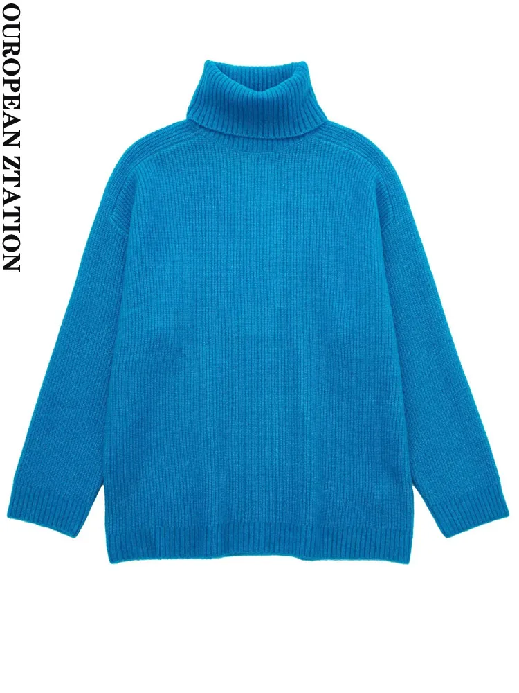 

PAILETE Women 2022 fashion thick warm soft knit sweater vintage high neck long sleeve female pullovers chic tops
