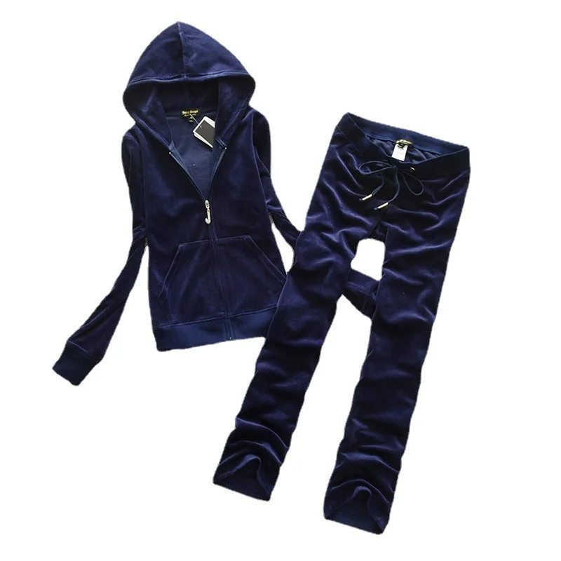 

Женский Бархатный спортивный костюм, Велюровый костюм с толстовкой и брюками, комплект одежды для спорта от кутюр, толстовка с капюшоном, ко...