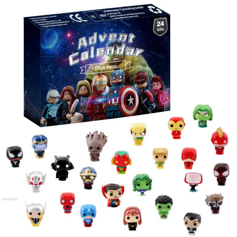 

24pcs Hero Christmas Advent Calendar Box Action Figures Toys Countdown Model Anime Doll Party Decoration Supplies Kids Xmas Gift