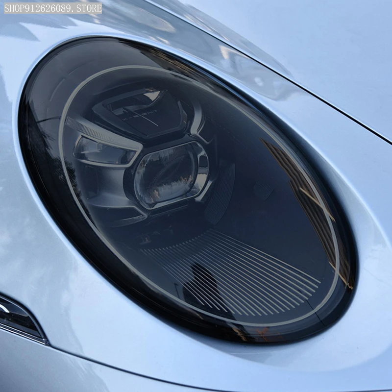 

2 Pcs Car Headlight Protective Film Smoked Black Tint Wrap Vinyl Transparent TPU Sticker For Porsche 911 992 2019 2020 2021