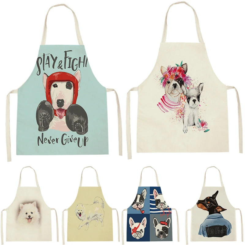 

WQL1619 Kitchen Apron for Women Sleeveless Cotton Linen Kids Family Matching Aprons Cooking Cleaning Pinafore Baking Waist Bib
