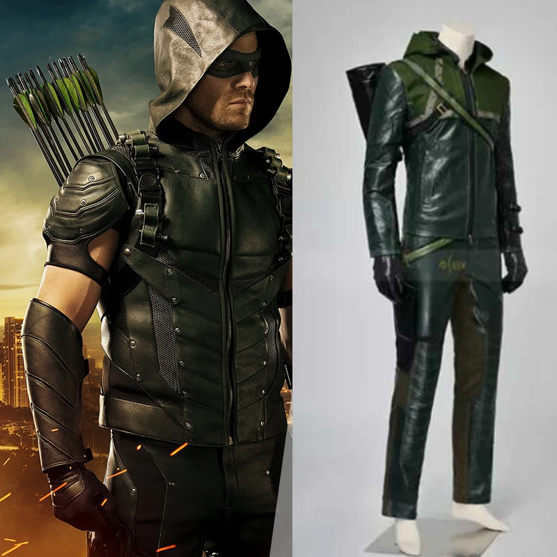 

Q4 movie same leather full cosplay green arrow men's Oliver Cosplay costume