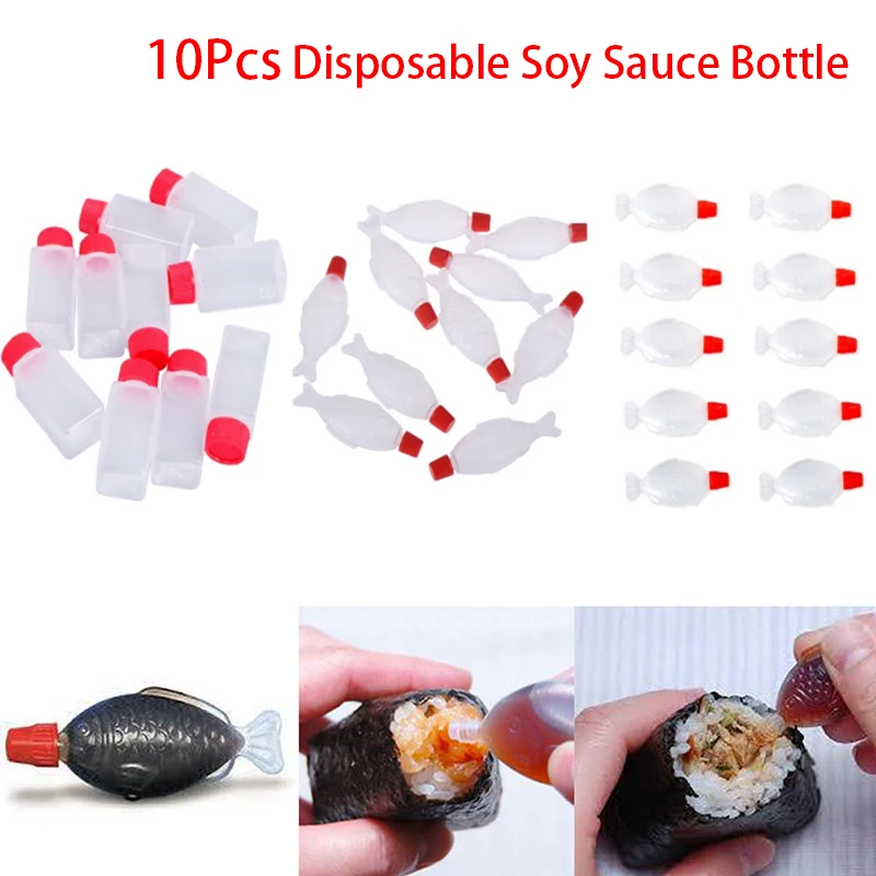 10Pcs 4ml Fish Shaped Soy Sauce Disposable Sauce Bottle Rice